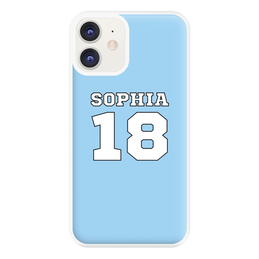 Light Blue - Personalised Football Phone Case for iPhone 12 / 12 Pro