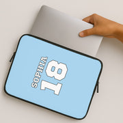 Light Blue - Personalised Football Laptop Sleeve 2