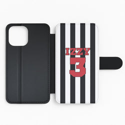 Black And White Stripes - Personalised Football Flip Phone Case