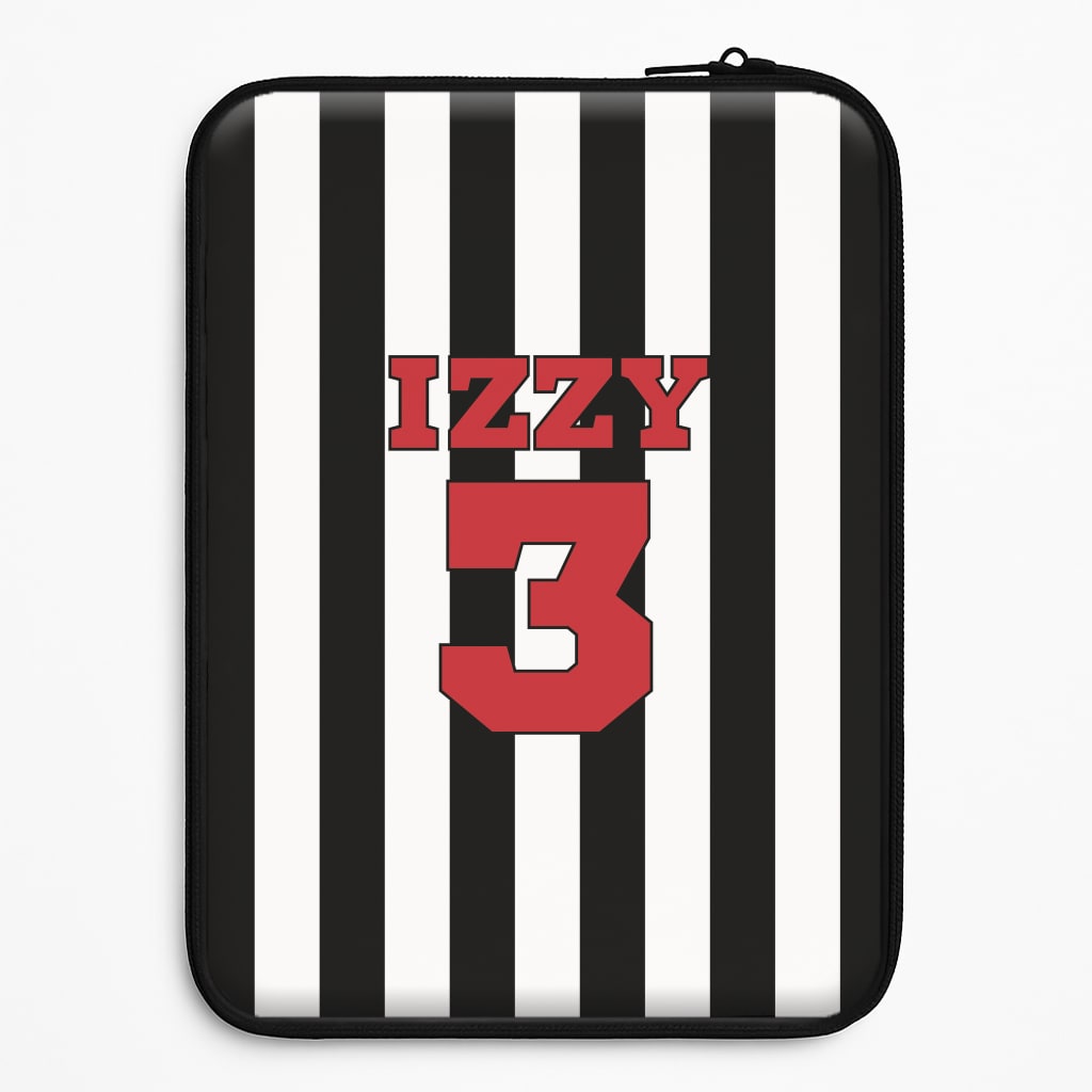 Black And White Stripes - Personalised Football   Laptop Sleeve