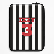 Black And White Stripes - Personalised Football   Laptop Sleeve 1