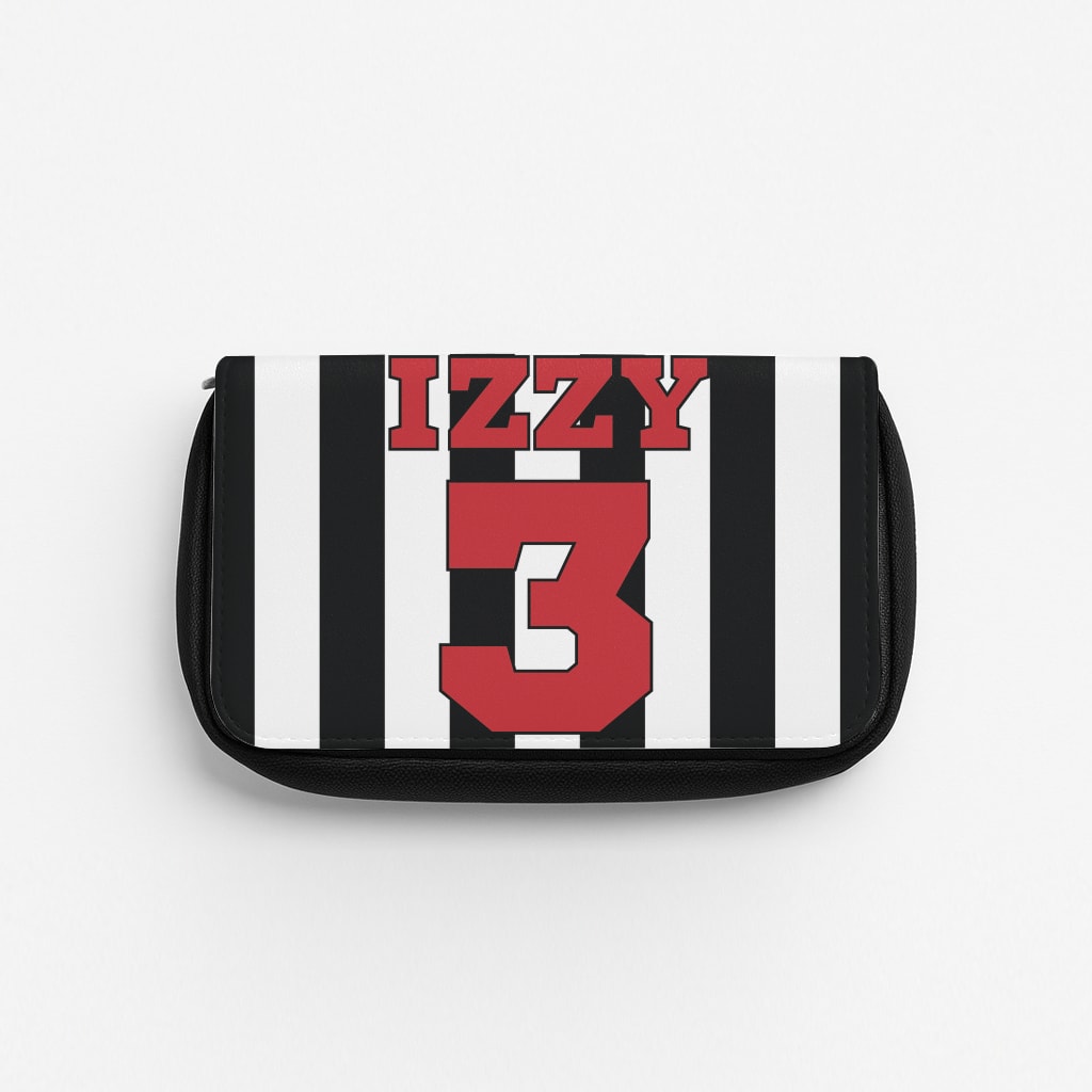 Black And White Stripes - Personalised Football Pencil Case