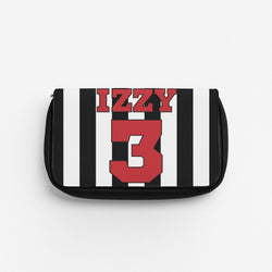 Black And White Stripes - Personalised Football Pencil Case