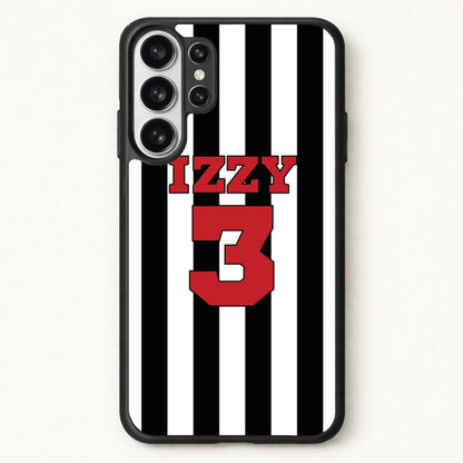 Black And White Stripes - Personalised Football Phone Case for Galaxy S26 Ultra