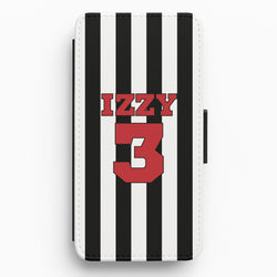 Black And White Stripes - Personalised Football Flip / Wallet Phone Case