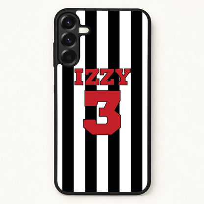 Black And White Stripes - Personalised Football Phone Case for Galaxy A57