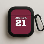 Burgundy - Personalised Football AirPods Case