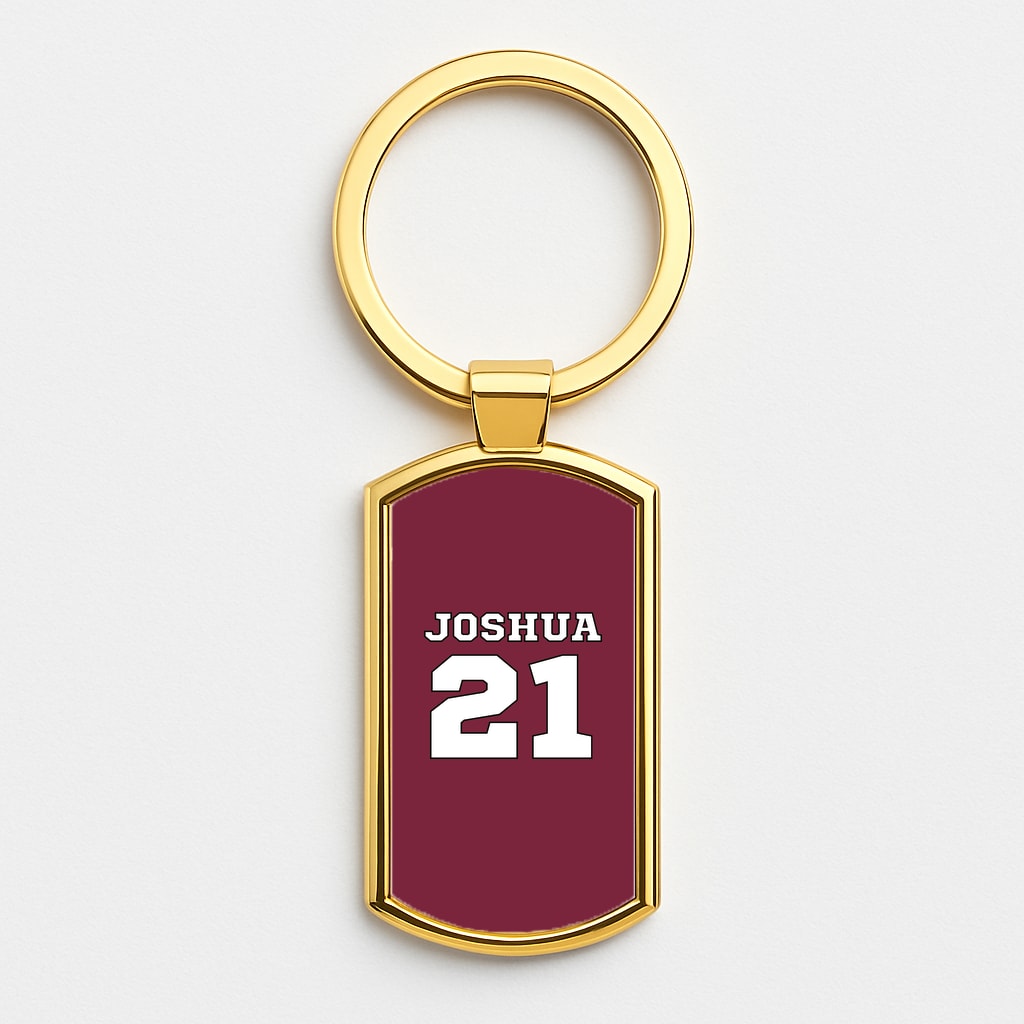 Burgundy - Personalised Football Gold Keyring
