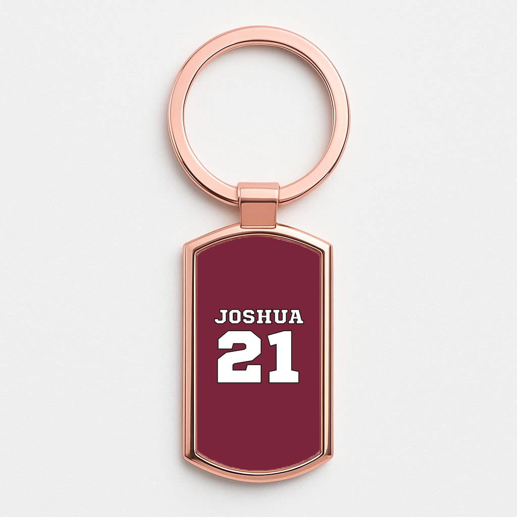 Burgundy - Personalised Football Rose Gold Keyring