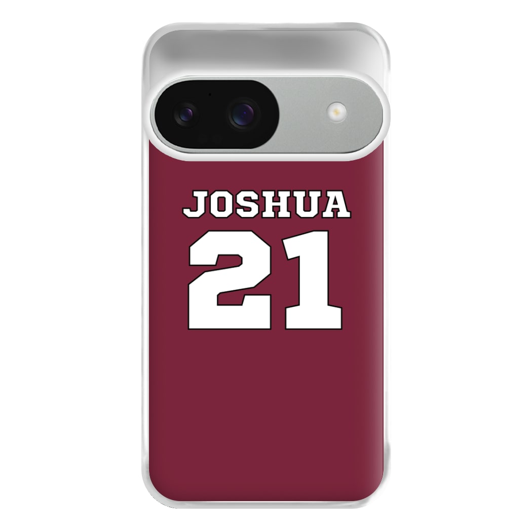 Burgundy - Personalised Football Phone Case for Google Pixel 9 / 9 Pro