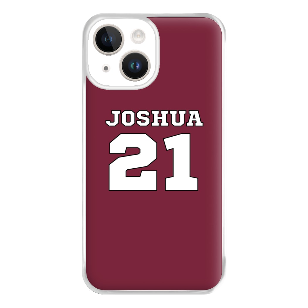 Burgundy - Personalised Football Phone Case for iPhone 14