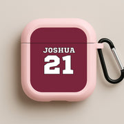 Burgundy - Personalised Football AirPods Case 4