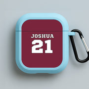 Burgundy - Personalised Football AirPods Case 3