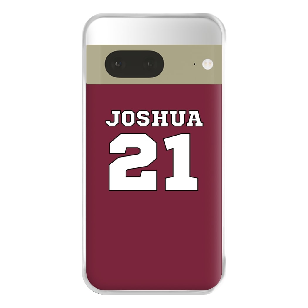 Burgundy - Personalised Football Phone Case for Google Pixel 7a