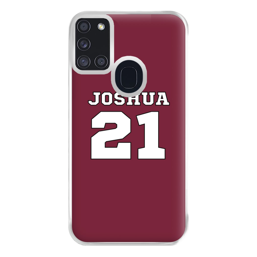 Burgundy - Personalised Football Phone Case for Galaxy A21s