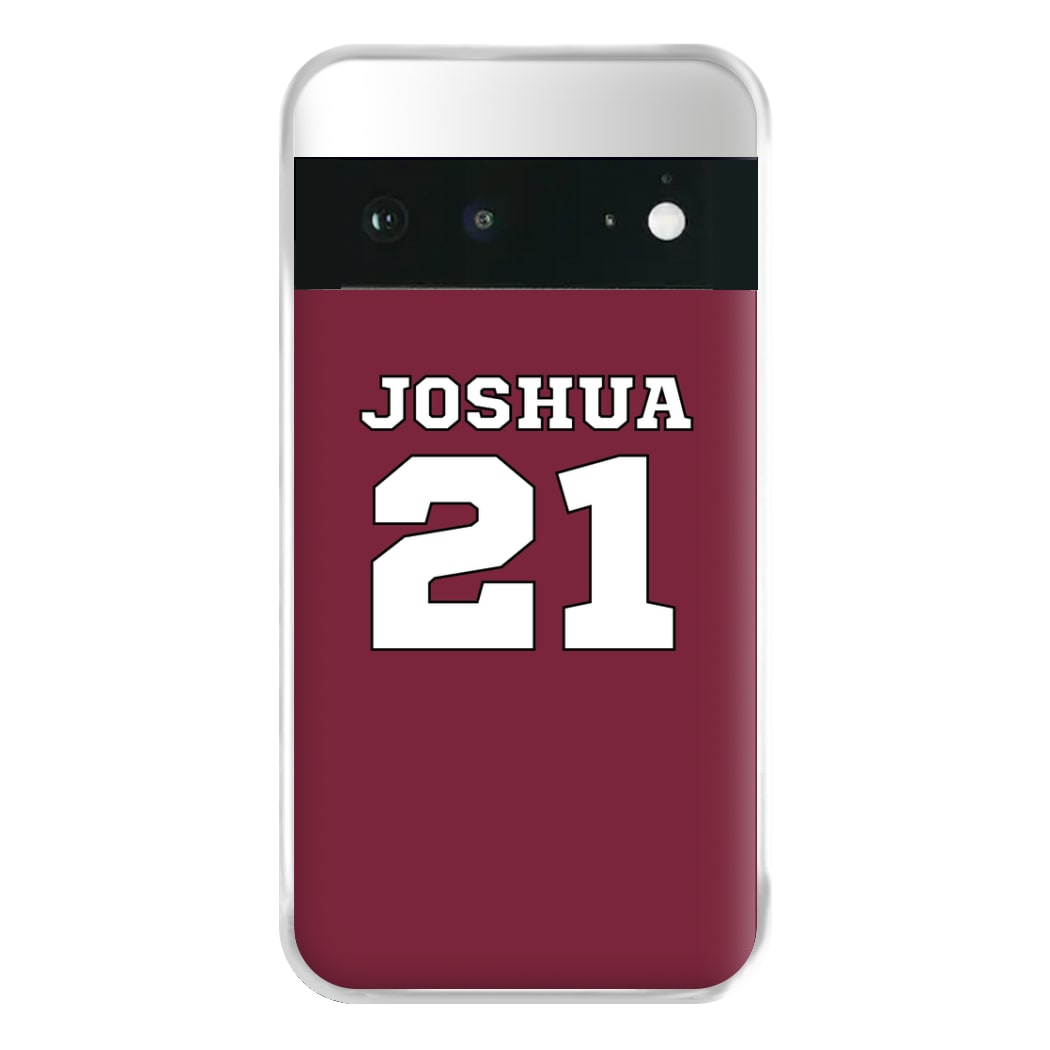 Burgundy - Personalised Football Phone Case for Google Pixel 6a