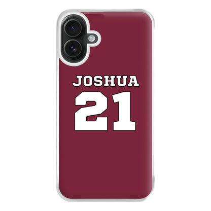 Burgundy - Personalised Football Phone Case for iPhone 16 Plus