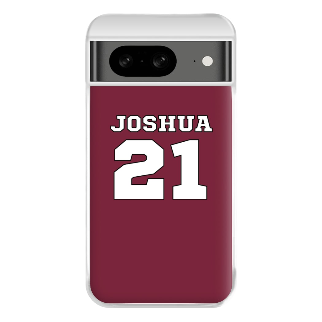 Burgundy - Personalised Football Phone Case for Google Pixel 8