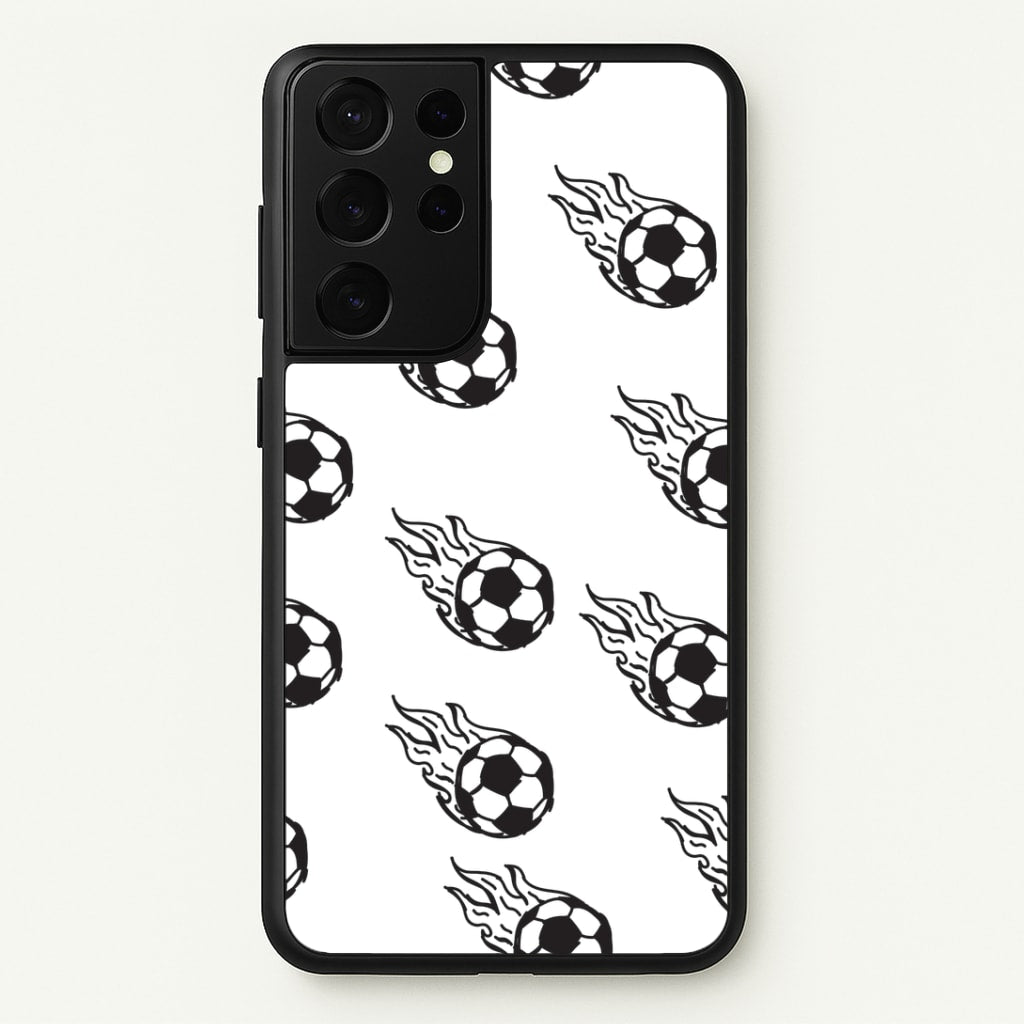 Flaming Football Pattern Phone Case - Galaxy S21 Ultra