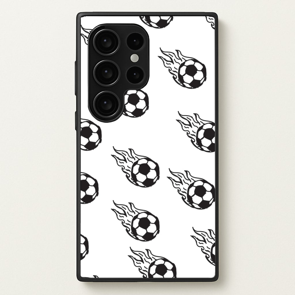 Flaming Football Pattern Phone Case - Galaxy S24 Ultra