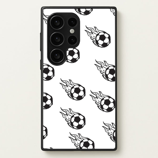 Flaming Football Pattern Phone Case - Galaxy S24 Ultra