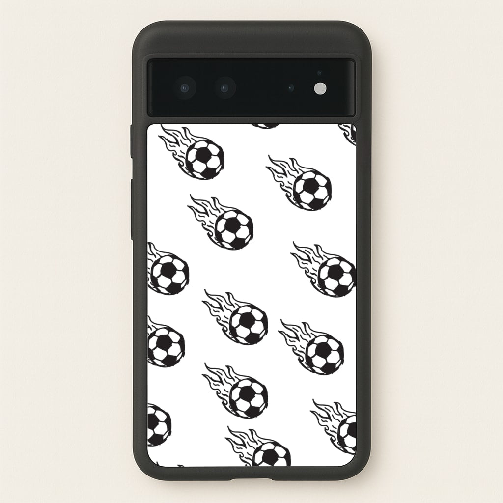 Flaming Football Pattern Phone Case - Google Pixel 6