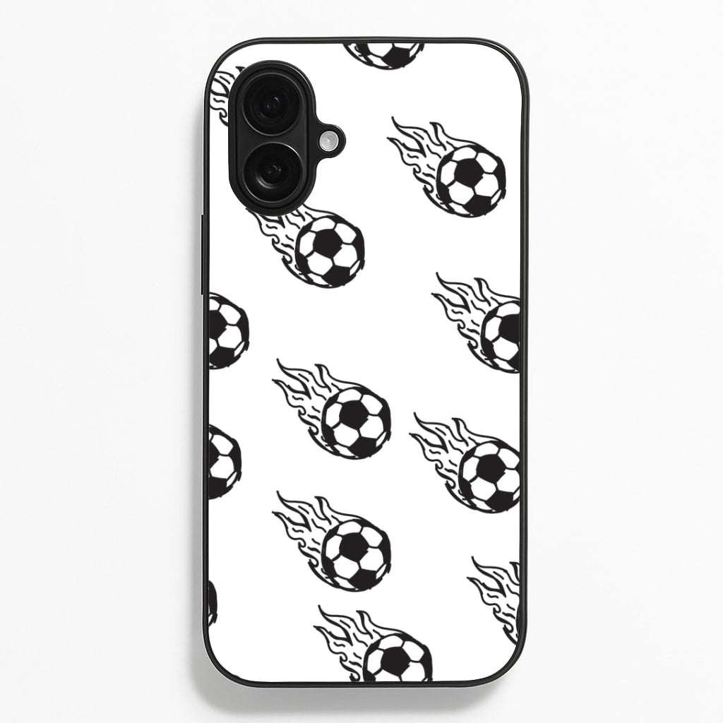Flaming Football Pattern Phone Case - iPhone 16