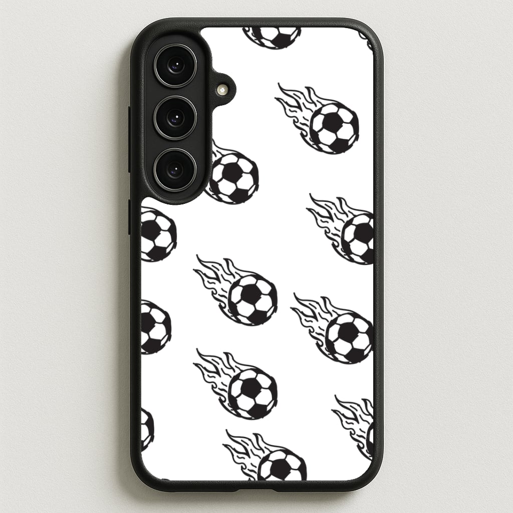 Flaming Football Pattern Phone Case - Galaxy S25FE