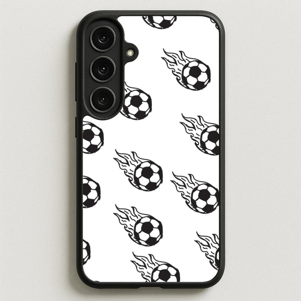 Flaming Football Pattern Phone Case - Galaxy S25FE