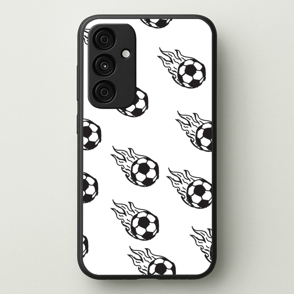 Flaming Football Pattern Phone Case - Galaxy A35