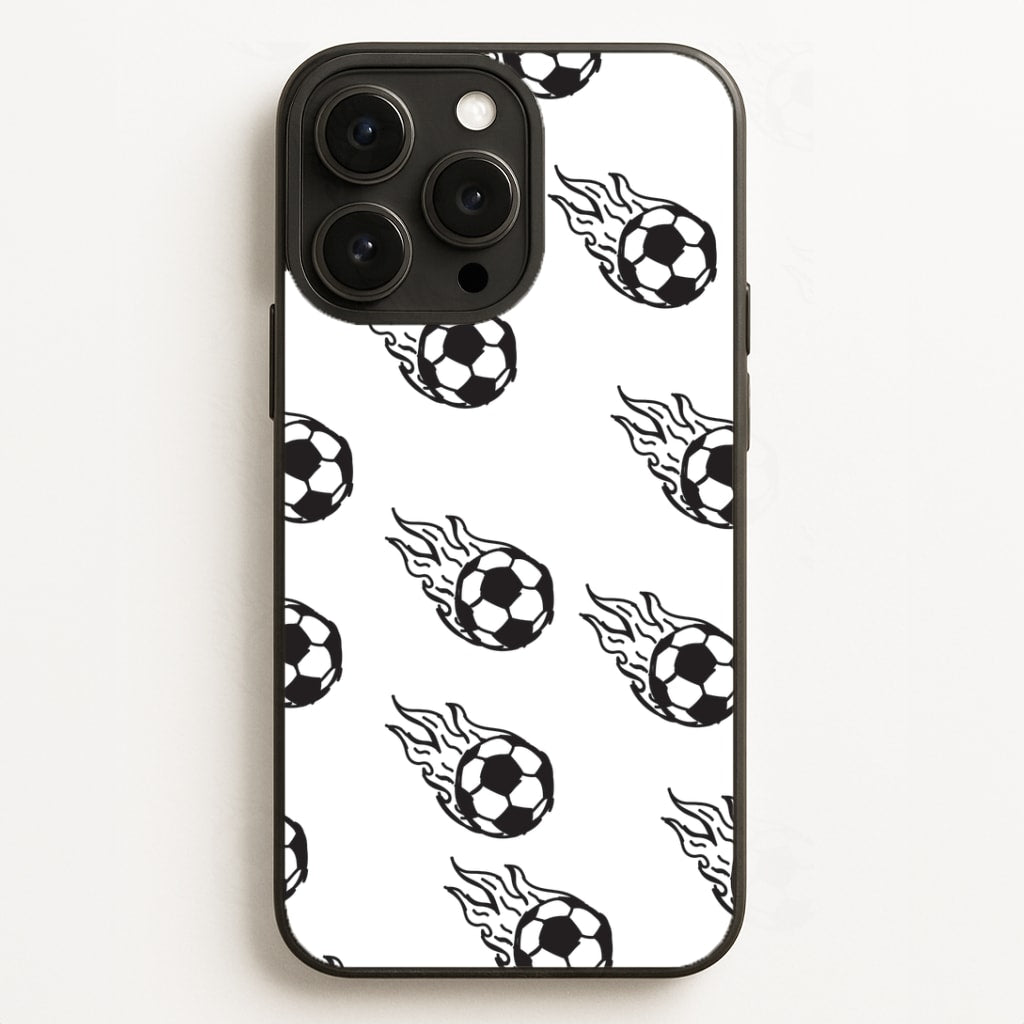Flaming Football Pattern Phone Case - iPhone 16 Pro