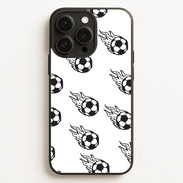 Flaming Football Pattern Phone Case - iPhone 16 Pro