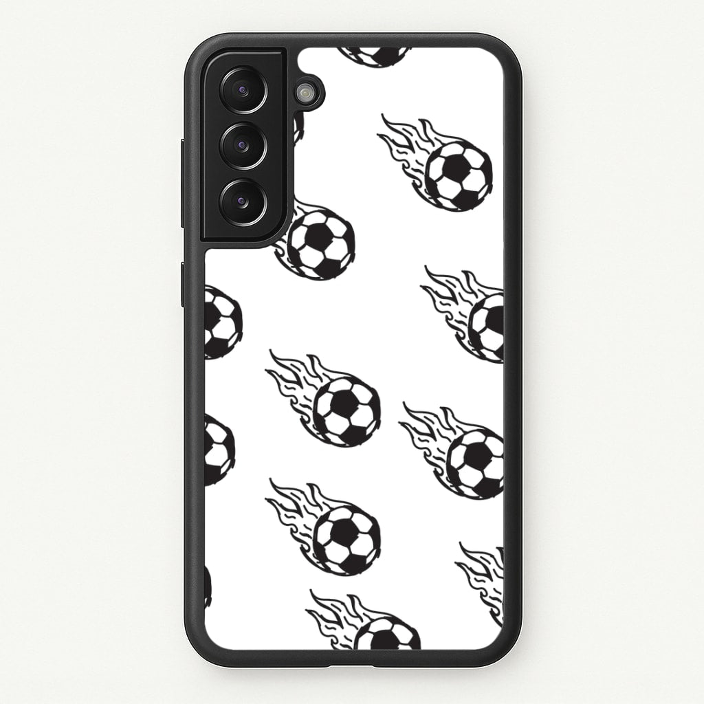 Flaming Football Pattern Phone Case - Galaxy S21 Plus