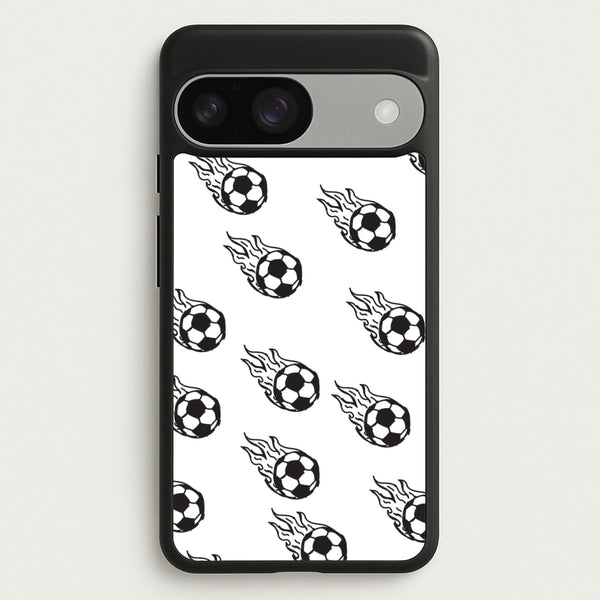 Flaming Football Pattern Phone Case - Google Pixel 9 / 9 Pro
