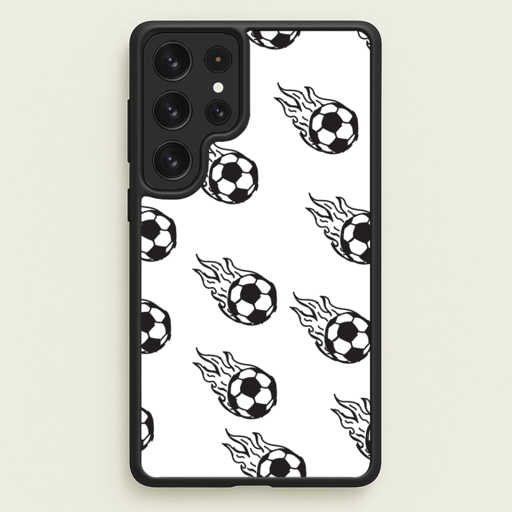 Flaming Football Pattern Phone Case - Galaxy S23 Ultra