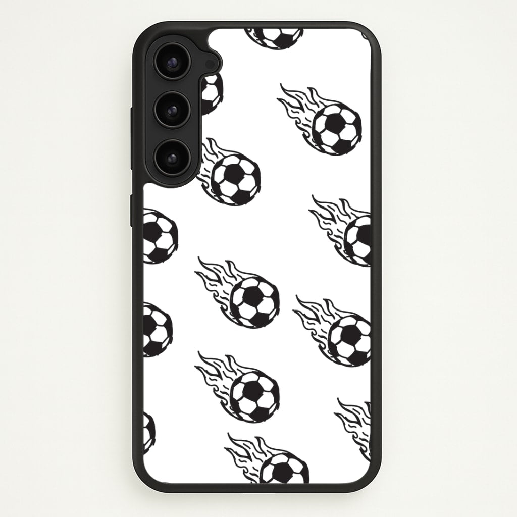 Flaming Football Pattern Phone Case - Galaxy S23 Plus
