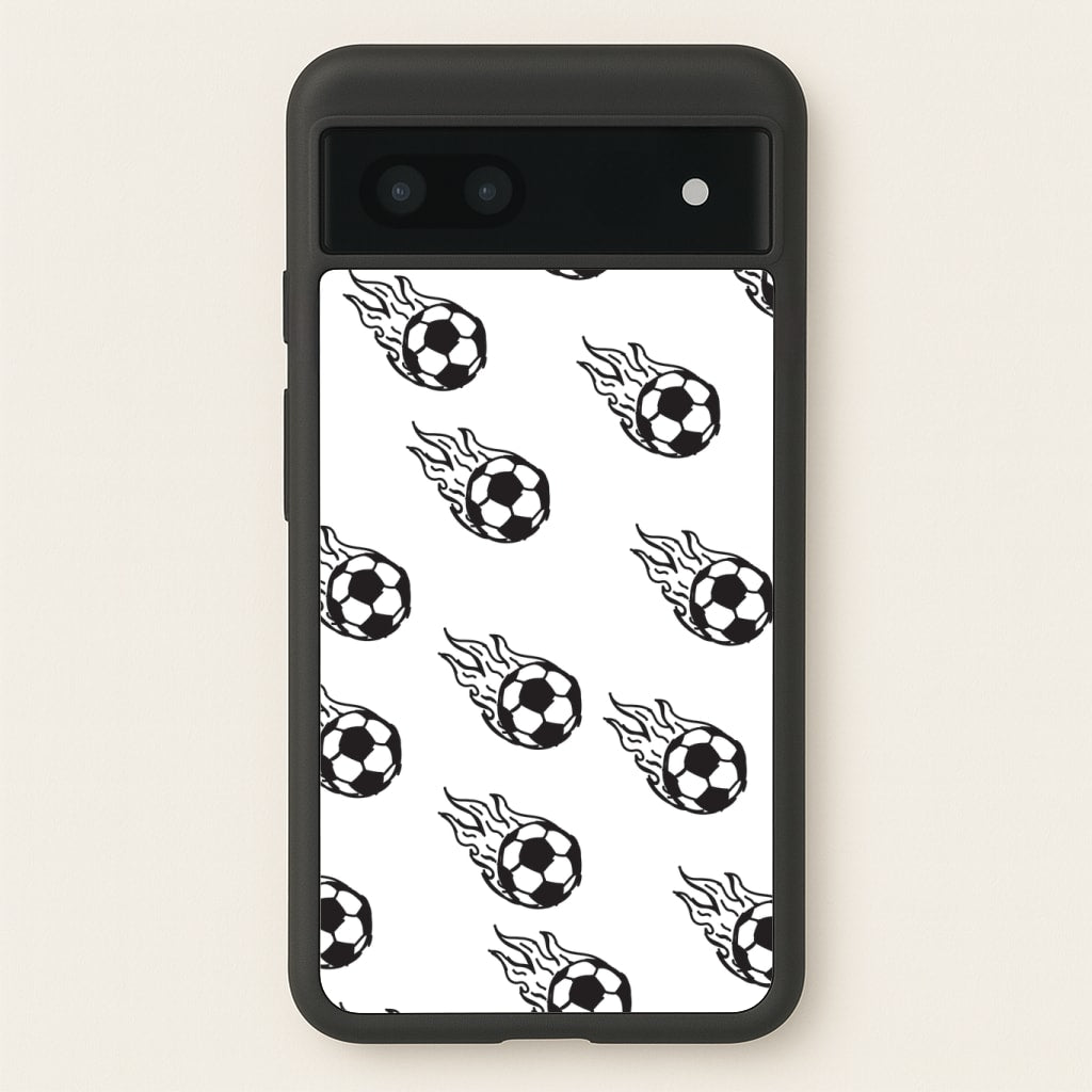 Flaming Football Pattern Phone Case - Google Pixel 7a