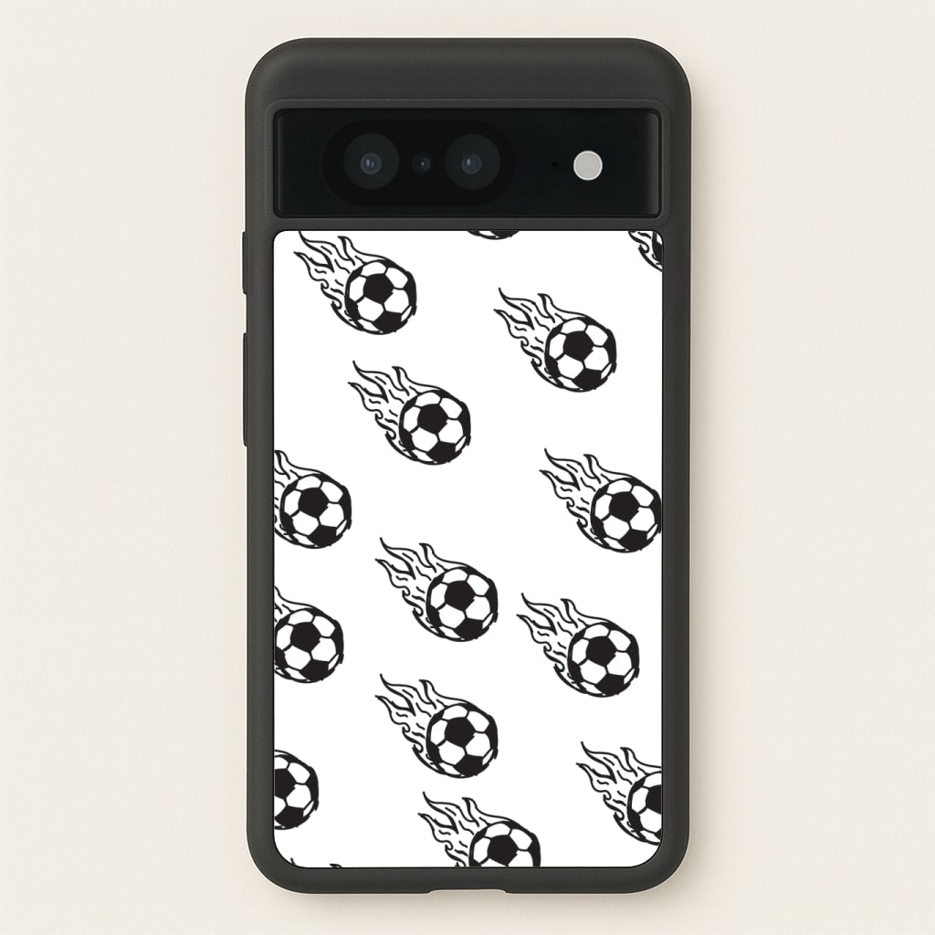 Flaming Football Pattern Phone Case - Google Pixel 8