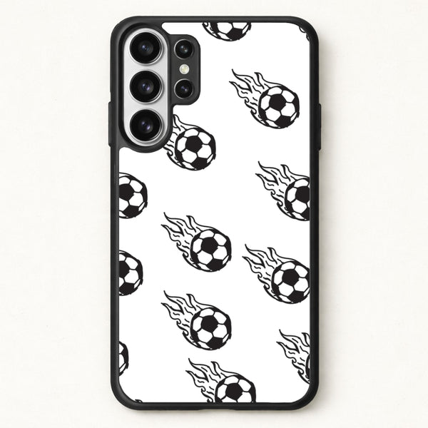 Flaming Football Pattern Phone Case - Galaxy S26 Ultra