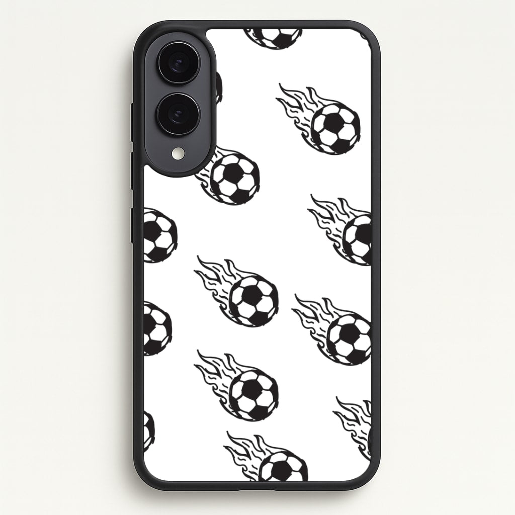 Flaming Football Pattern Phone Case - Galaxy S25 Edge