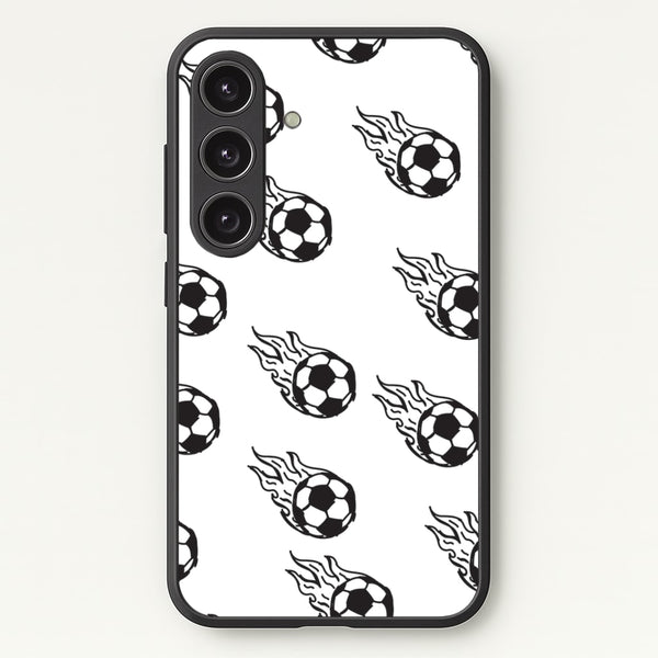 Flaming Football Pattern Phone Case - Galaxy S25