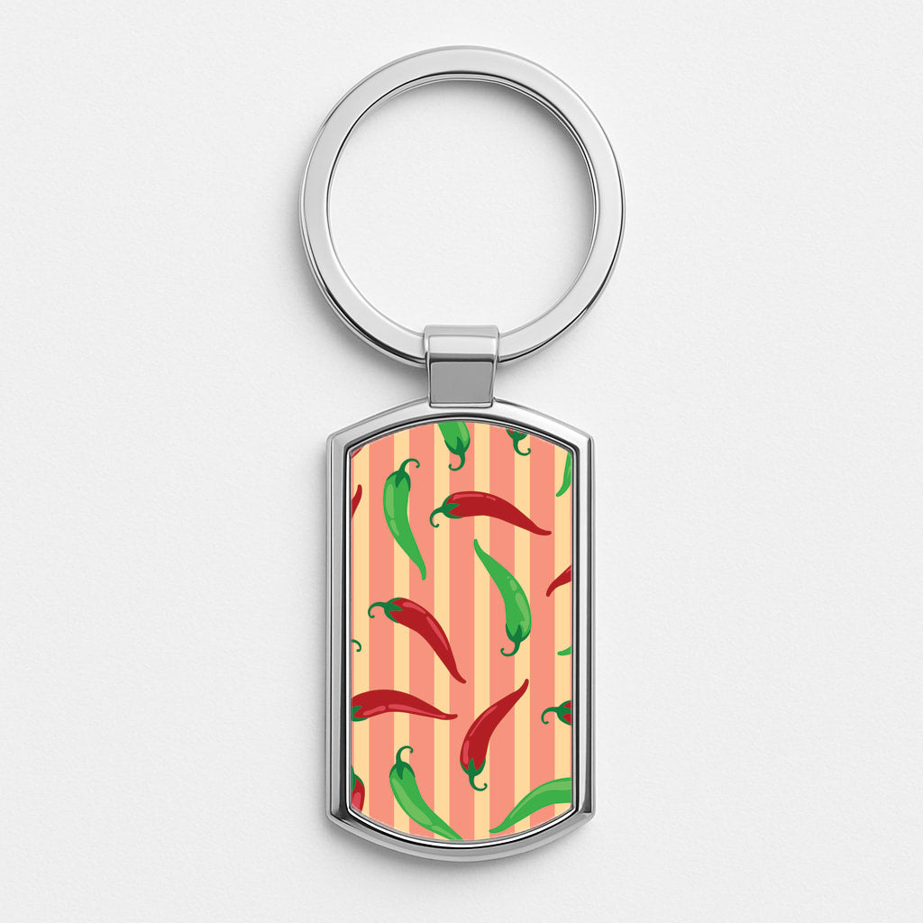 Chilis With Stripes Pattern Luxury Keyring