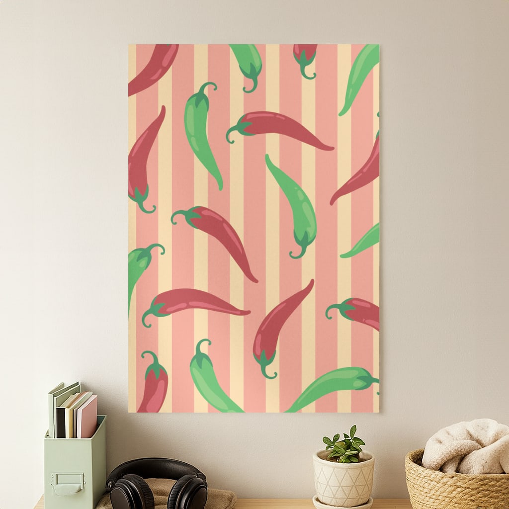 Chilis With Stripes Pattern Poster