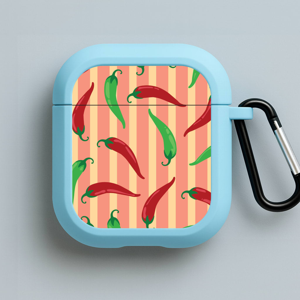 Chilis With Stripes Pattern Blue AirPods Case
