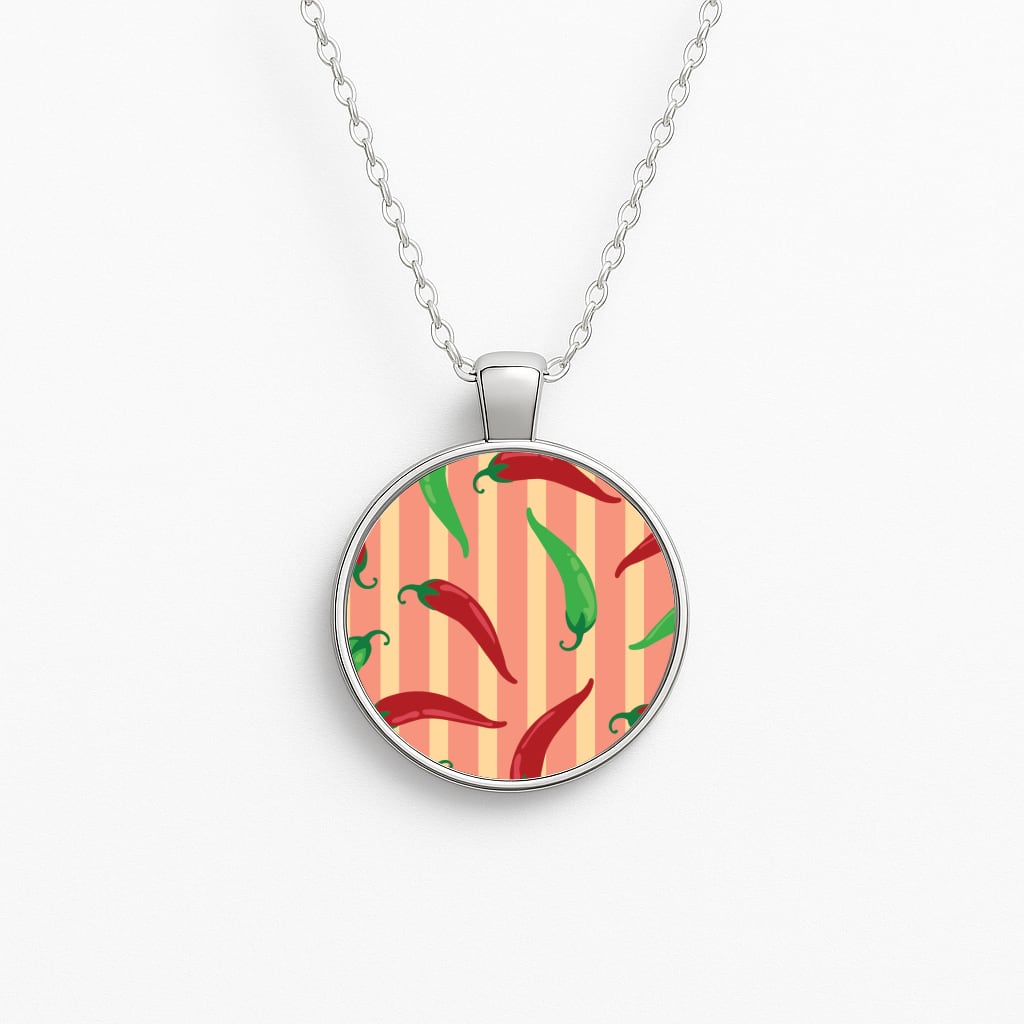 Chilis With Stripes Pattern Necklace