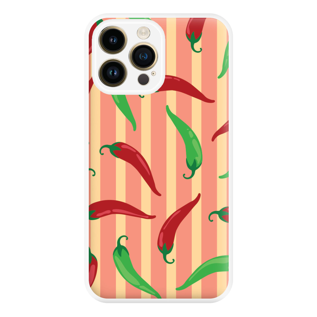 Chilis With Stripes Pattern Phone Case for iPhone 14 Pro Max