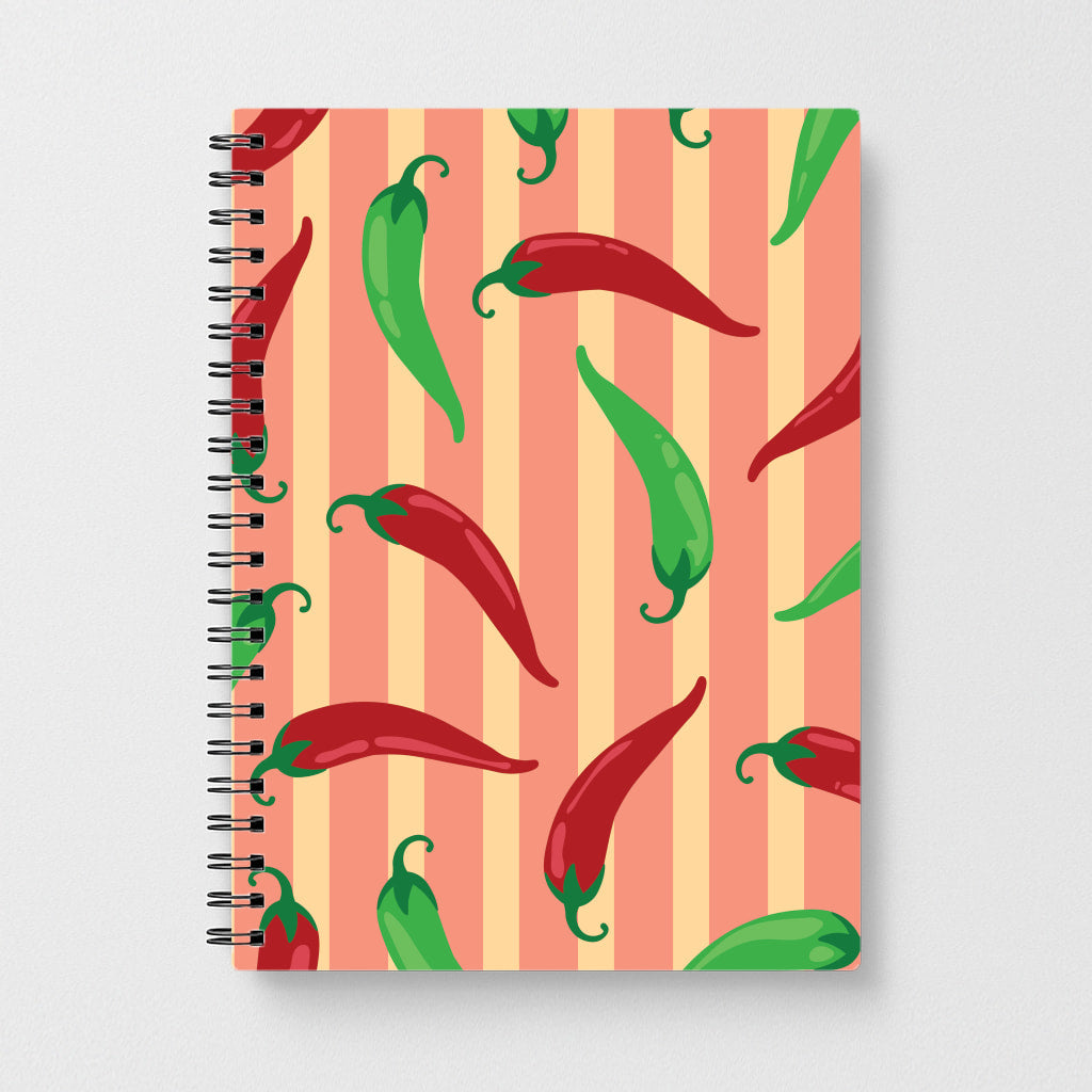 Chilis With Stripes Pattern Notebook