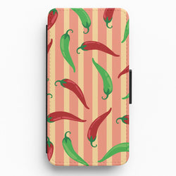 Chilis With Stripes Pattern Flip / Wallet Phone Case