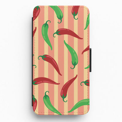 Chilis With Stripes Pattern Flip / Wallet Phone Case