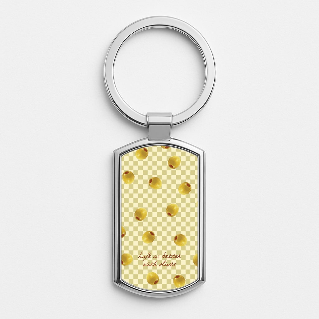 Life Is Better With Olives Silver Keyring